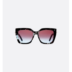CDior S5I Transparent Burgundy and Blue Tortoiseshell-Effect Square Sunglasses