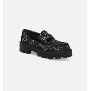 Dior Boy Platform Loafer Black and White Cannage Tweed