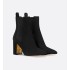 D-Art Heeled Ankle Boot Black Suede Goatskin