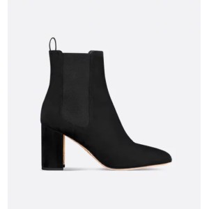 D-Art Heeled Ankle Boot Black Suede Goatskin
