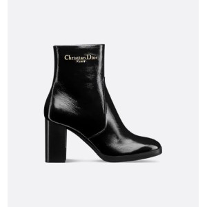D-Town Heeled Ankle Boot Black Crinkled Patent Calfskin