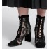 Naughtily-D Heeled Ankle Boot Transparent Mesh with Black Dior Roses Embroidery and Suede Goatskin