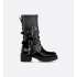 D-Fight Ankle Boot Black Calfskin and Leather-Effect Stretch Material