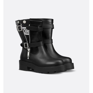 D-Major Ankle Boot Black Calfskin and Black and White Technical Fabric