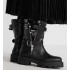 D-Major Ankle Boot Black Calfskin and Black and White Technical Fabric