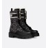 D-Major Ankle Boot Black and White Cannage Tweed, Black Calfskin and Ecru Lambskin Shearling