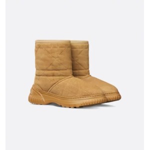Dior Frost Ankle Boot Camel Cannage Suede and Ecru Lambskin Shearling