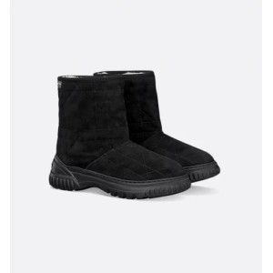 Dior Frost Ankle Boot Black Cannage Suede and Ecru Lambskin Shearling