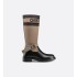 D-Major Boots Warm taupe and black technical fabric with black calfskin leather