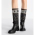 D-Major Boots Black and white cannage tweed and black calfskin leather