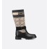 D-Major Boots Beige and black cannage tweed and black calfskin leather