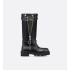 D-Major Boots Black calfskin leather, khaki and black technical fabric