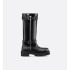 D-Major Boots Black calfskin leather, khaki and black technical fabric