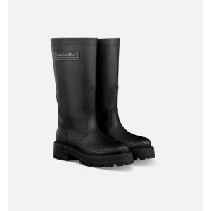 D-Scots boots Black rubber-effect calfskin leather