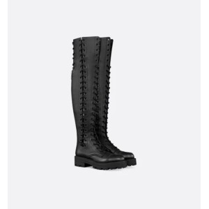 D-Road boots Black grained cowhide leather