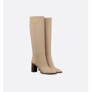 D-Town Heeled Boots Rouge beige grained cowhide leather
