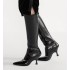 Dior Century Heeled Boots Black calfskin leather with crocodile-effect pattern