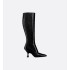Dior Century Heeled Boots Black calfskin leather with crocodile-effect pattern