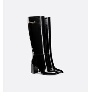 D-Town Heeled Boots Black crinkled patent calfskin leather