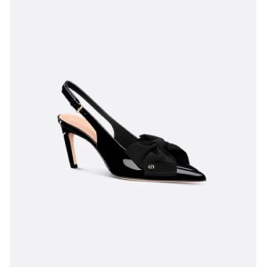 Diorissimo slingback pumps Black patent calfskin leather and grosgrain