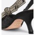 J'Adior slingback pumps Black fabric with gold metallic thread rattan embroidery