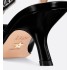 J'Adior slingback pumps Black calfskin leather with white rose embroidery