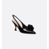 Rose Dior slingback pumps Black patent calfskin leather and velvet