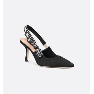 J'Adior slingback pumps Black technical fabric with cannage pattern