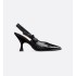 J'Adior slingback pumps Black calfskin leather with crocodile-effect pattern