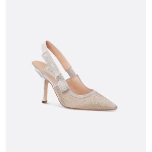 Dior Or J'Adior slingback pumps Gold-tone cotton fabric with metallic thread embroidery and miniature beads