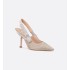 Dior Or J'Adior slingback pumps Gold-tone cotton fabric with metallic thread embroidery and miniature beads