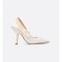J'Adior slingback pumps Embroidered cotton fabric and white resin beads