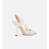 J'Adior slingback pumps Embroidered cotton fabric and white resin beads