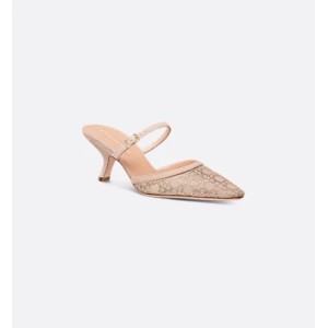 Dior Capture high-heeled mules Sheer mesh and nude lambskin suede with crystal-trimmed cannage pattern