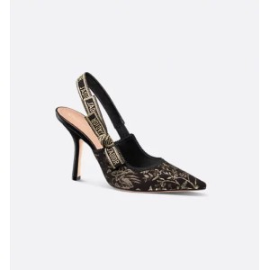 J'Adior slingback pumps Black and gold-tone Millefiori jacquard pattern