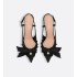 Adiorable slingback pumps Black fringed grosgrain