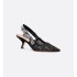 J'Adior slingback pumps Transparent mesh fabric with black Dior Chardons pattern embroidery