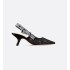 J'Adior slingback pumps Transparent mesh fabric with black Dior Chardons pattern embroidery