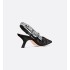 J'Adior slingback pumps Transparent mesh fabric with black Dior Chardons pattern embroidery