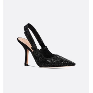 J'Adior slingback pumps Black technical fabric and crystals