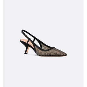 Dior Capture slingback pumps Sheer mesh and black suede with silver-tone crystal cannage pattern