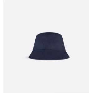 Reversible Teddy-D Small-Brim Bucket Hat  Blue Virgin Wool and Silk