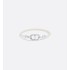 CD Icon Braided Leather Bracelet Beige Lambskin and Silver-Finish Brass  