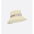 Dioriviera D-Bobby Large Brim Bucket Hat     Ivory Straw with Beige and White Embroidered Band