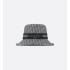 D-Bobby Dior Oblique Small-Brim Bucket Hat  Anthracite Gray Stonewashed Denim Jacquard