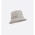 Dior Oblique Small Brim Bucket Hat  White and Gray Embroidery