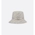 Dior Oblique Small Brim Bucket Hat  White and Gray Embroidery