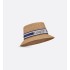D-Bobby Small Brim Hat   Straw with Navy Blue and Ecru Embroidered Band