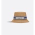 D-Bobby Small Brim Hat   Straw with Navy Blue and Ecru Embroidered Band