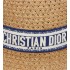 D-Bobby Small Brim Hat   Straw with Navy Blue and Ecru Embroidered Band